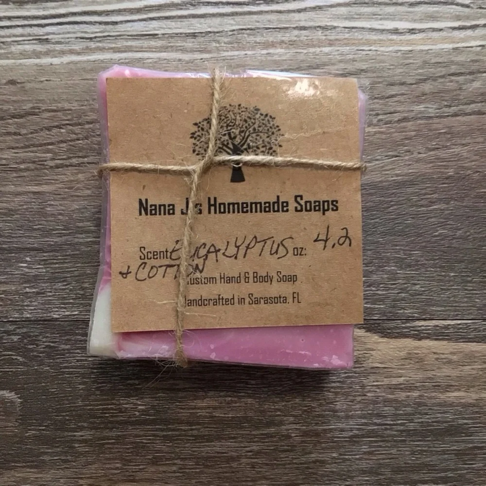 Homemade Eucalyptus & Cotton, Green Tea, Eucalyptus Bar Soap NEW